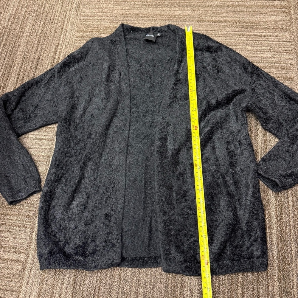 Cliche Black Women's Knit Fur Cardigan Casual Loungewear - Picture 3 of 7